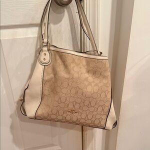 Coach Tan and Cream Shoulder Bag